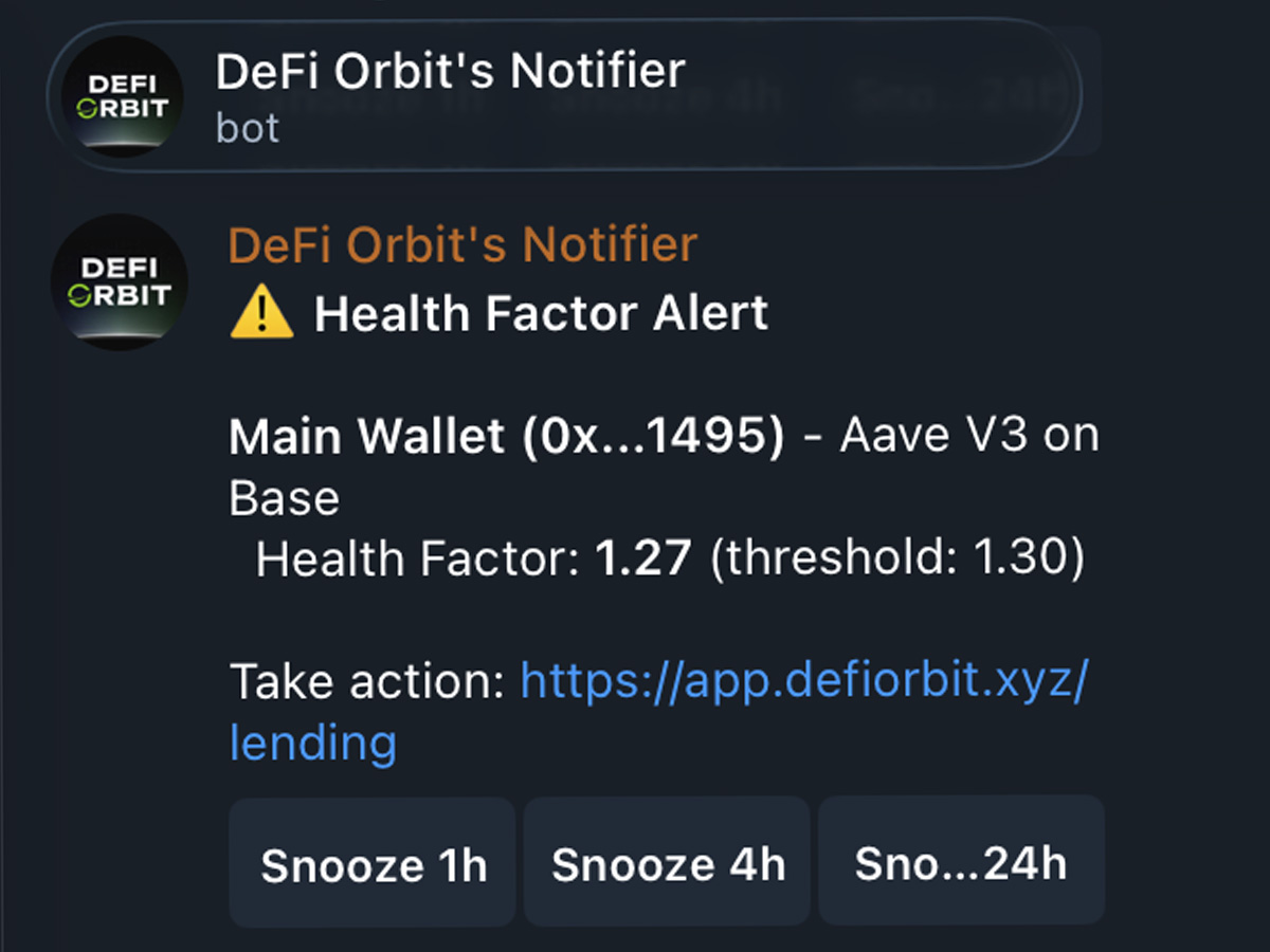 Out-of-range alerts: Notifications when a position leaves its range, so liquidity gets rebalanced and not abandoned.